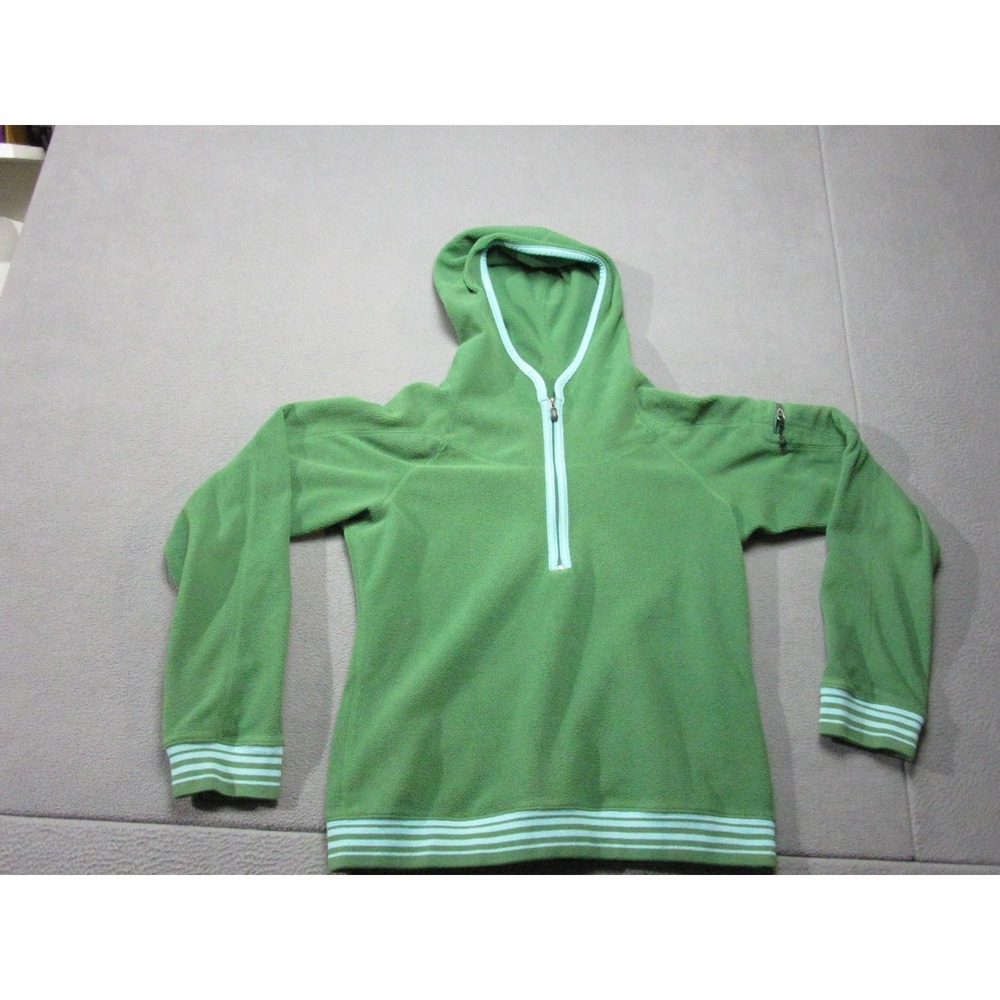 Patagonia Hoodie Womens Small Green Fleece 1/4 Zip Pockets Outdoor Hiking